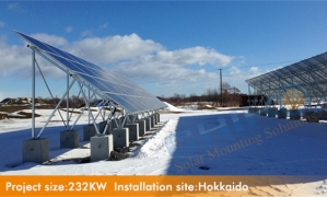 日本北海道203KW地面電站--晨科太陽能鋼支架U2V系統30度